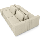 Sofá Ilha Com Puff Para Sala Living 245cm Amber M03 Linho Cru