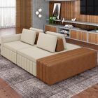 Sofá Ilha Com Puff Para Sala Living 245cm Amber M03 Linho Cru