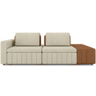 Sofá Ilha Com Puff Para Sala Living 245cm Amber M03 Linho Cru