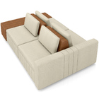 Sofá Ilha Com Puff Para Sala Living 245cm Amber M03 Linho Cru