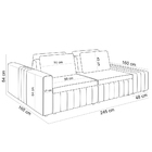 Sofá Ilha Com Puff Para Sala Living 245cm Amber M03 Veludo Be