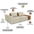 Sofá Ilha Com Puff Para Sala Living 265cm Amber M03 Linho Cru