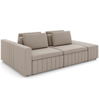 Sofá Ilha Com Puff Para Sala Living 265cm Amber M03 Veludo Be