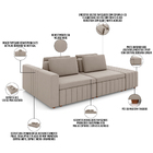 Sofá Ilha Com Puff Para Sala Living 265cm Amber M03 Veludo Be