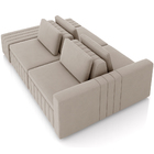 Sofá Ilha Com Puff Para Sala Living 265cm Amber M03 Veludo Be