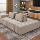 Sofá Ilha Com Puff Para Sala Living 265cm Amber M03 Veludo Be