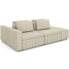 Sofá Ilha Com Puff Para Sala Living 285cm Amber M03 Linho Cru