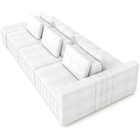 Sofá Ilha Com Puff Para Sala Living 335cm Amber M03 Bouclê Br