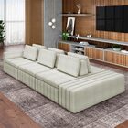 Sofá Ilha Com Puff Para Sala Living 365cm Amber M03 Bouclê Be