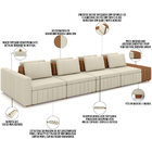 Sofá Ilha Com Puff Para Sala Living 505cm Amber M03 Linho Cru