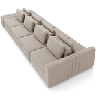 Sofá Ilha Com Puff Para Sala Living 505cm Amber M03 Veludo Be