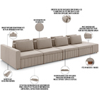 Sofá Ilha Com Puff Para Sala Living 505cm Amber M03 Veludo Be