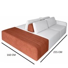 Sofá Ilha Eros Modular Com Puff 255 Cm Bouclê Off White/terra