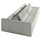 Sofá Ilha Modulado Milos 232cm Puff Lateral Bouclê Cinza G33