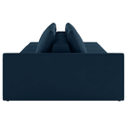 Sofá Ilha Modulado Milos 232cm Puff Lateral Veludo Azul Marin