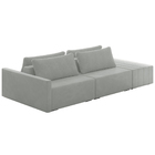 Sofá Ilha Modulado Milos 232cm Puff Lateral Veludo Cinza G33