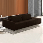 Sofá Ilha Modulado Milos 232cm Puff Lateral Veludo Marrom G33