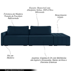 Sofá Ilha Modulado Milos 252cm Puff Lateral Veludo Azul Marin