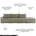 Sofá Ilha Modulado Milos 312cm Puff Lateral Bouclê Bege G33 -