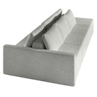 Sofá Ilha Modulado Milos 312cm Puff Lateral Bouclê Cinza G33