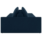 Sofá Ilha Modulado Milos 312cm Puff Lateral Veludo Azul Marin