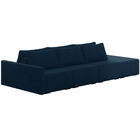 Sofá Ilha Modulado Milos 312cm Puff Lateral Veludo Azul Marin