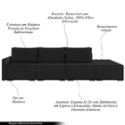 Sofá Ilha Modulado Milos 312cm Puff Lateral Veludo Cinza Escu