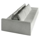 Sofá Ilha Modulado Milos 342cm Puff Lateral Bouclê Cinza G33