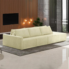 Sofá Ilha Modulado Milos 342cm Puff Lateral Bouclê Off White