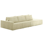 Sofá Ilha Modulado Milos 342cm Puff Lateral Bouclê Off White