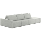 Sofá Ilha Modulado Milos 342cm Puff Lateral Linho Cinza Claro