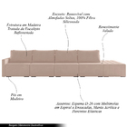 Sofá Ilha Modulado Milos 392cm Puff Lateral Veludo Rosê G33 -