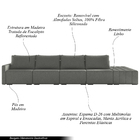 Sofá Ilha Modulado Milos 432cm Puff Lateral Linho Cinza Escur
