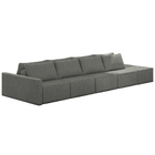 Sofá Ilha Modulado Milos 432cm Puff Lateral Linho Cinza Escur