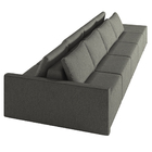 Sofá Ilha Modulado Milos 432cm Puff Lateral Linho Cinza Escur