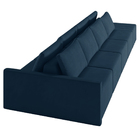 Sofá Ilha Modulado Milos 432cm Puff Lateral Veludo Azul Marin