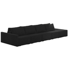 Sofá Ilha Modulado Milos 432cm Puff Lateral Veludo Cinza Escu