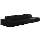 Sofá Ilha Modulado Milos 432cm Puff Lateral Veludo Preto G33