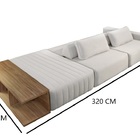 Sofá Ilha Modular Optimus 320 Cm Bouclê Off White Com Mesa Au