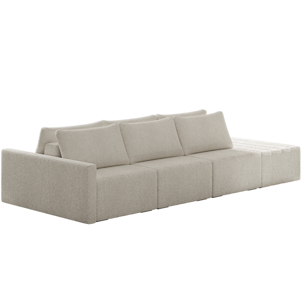 Sofá Ilha Modular Para Sala 312cm Com Puff Dublin K01 Bouclê