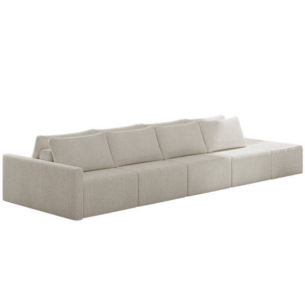 Sofá Ilha Modular Para Sala 392cm Com Puff Dublin K01 Bouclê