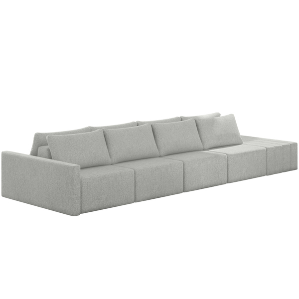 Sofá Ilha Modular Para Sala 392cm Com Puff Dublin K01 Linho C