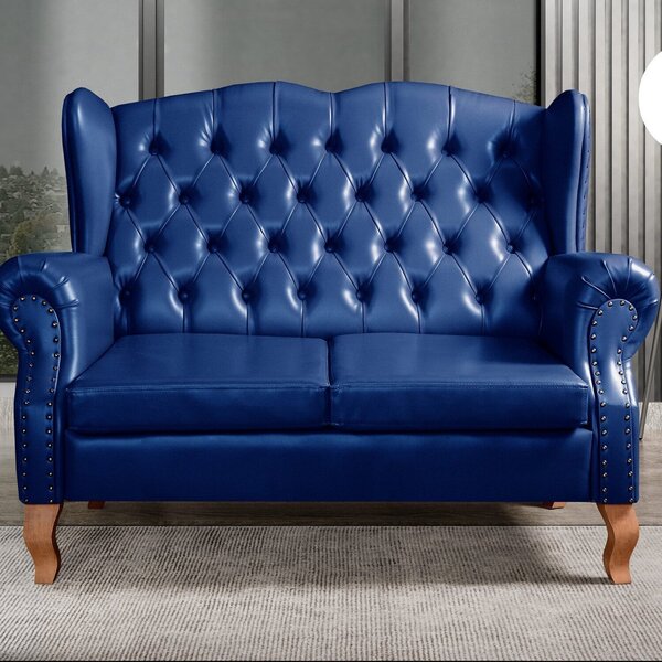 Sofá Imperador Namoradeira Chesterfield Retrô Colonial Azul
