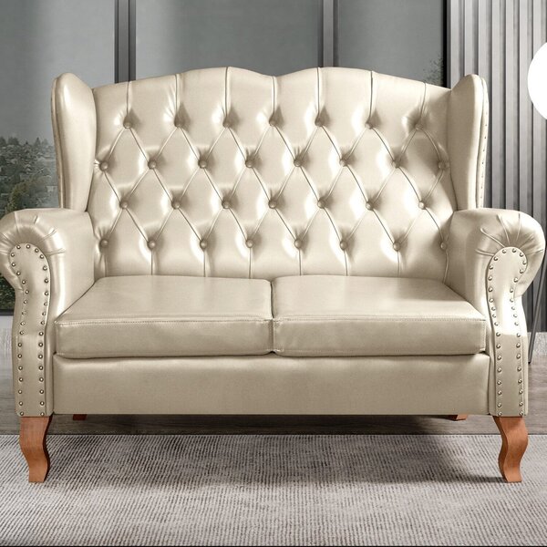 Sofá Imperador Namoradeira Chesterfield Retrô Colonial Bege