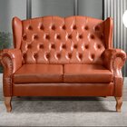 Sofá Imperador Namoradeira Chesterfield Retrô Colonial Carame