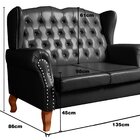 Sofá Imperador Namoradeira Chesterfield Retrô Colonial Preto