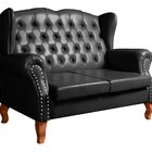 Sofá Imperador Namoradeira Chesterfield Retrô Colonial Preto
