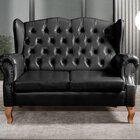 Sofá Imperador Namoradeira Chesterfield Retrô Colonial Preto
