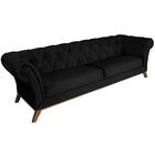 Sofá Império Com Capitone 03 Lugares 180 Cm Suede Preto