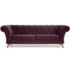 Sofá Império Com Capitone 03 Lugares 180 Cm Veludo Roxo